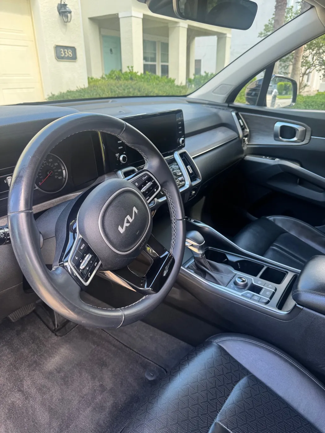 Kia dash and steering wheel after an interior detail
