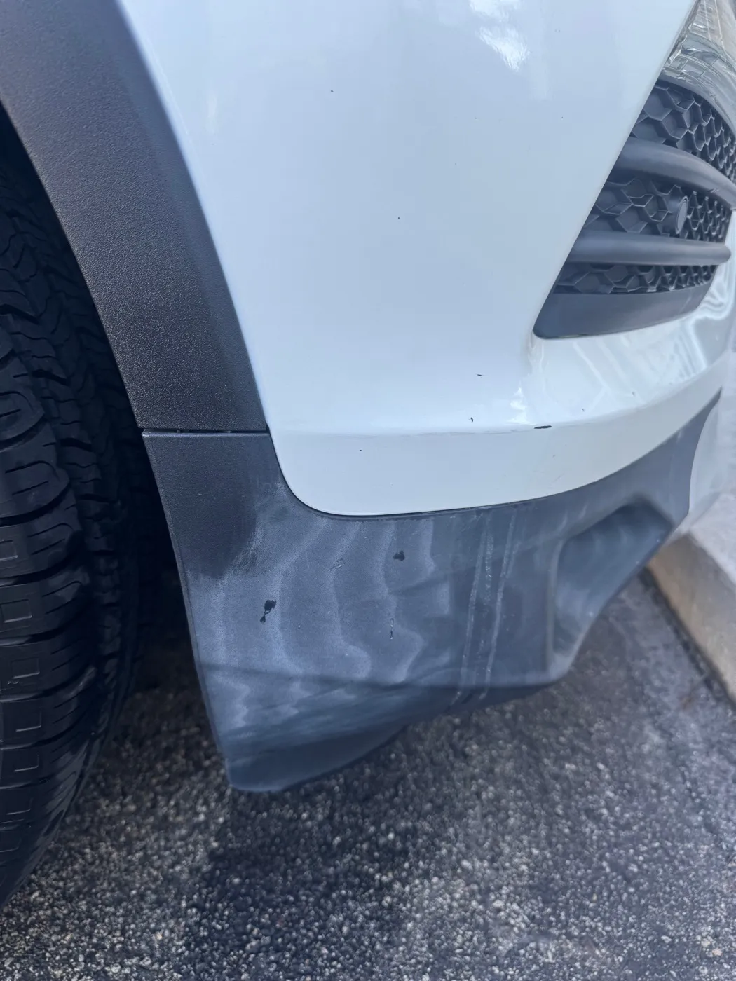 White SUV fender, wheel well and trim after a detail